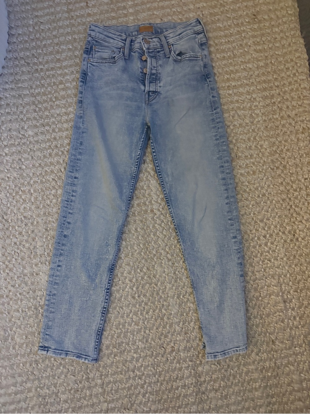 MOTHER Light Wash High-Rise Skinny Jeans